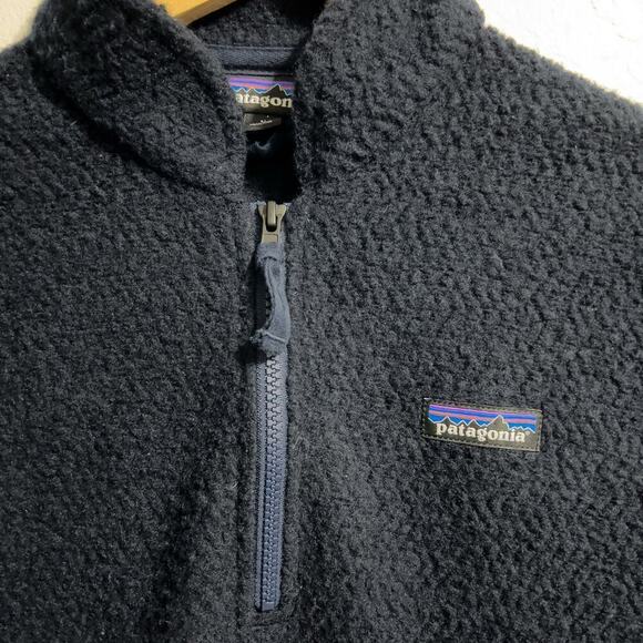 Patagonia Pullover Women Medium Quarter Zip Woolyester Navy Blue Fleece Outdoors - Picture 2 of 7